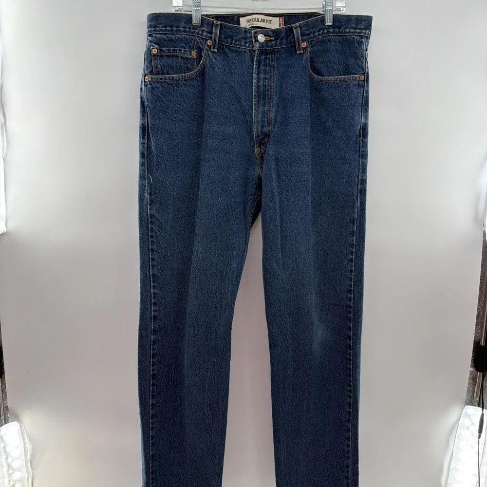 Levi's 505 Regular Fit Straight Mens 38x34 Blue Denim Jeans Made In Mexico